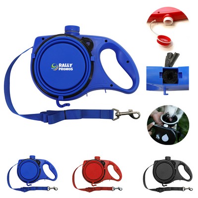 3-in-1 Dog Leash With Bowl And Water Container