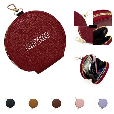 Round Coin Purse With Hook Earphone Storage Bag