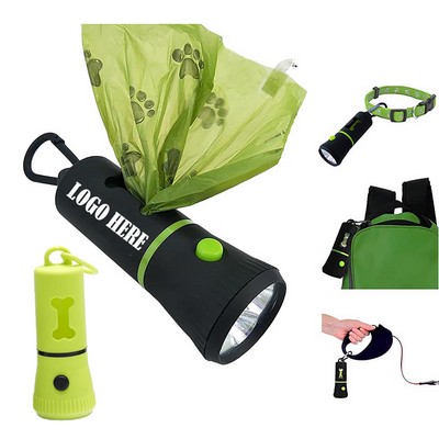 LED Dog Poop Bag Dispenser With Flashlight Clip